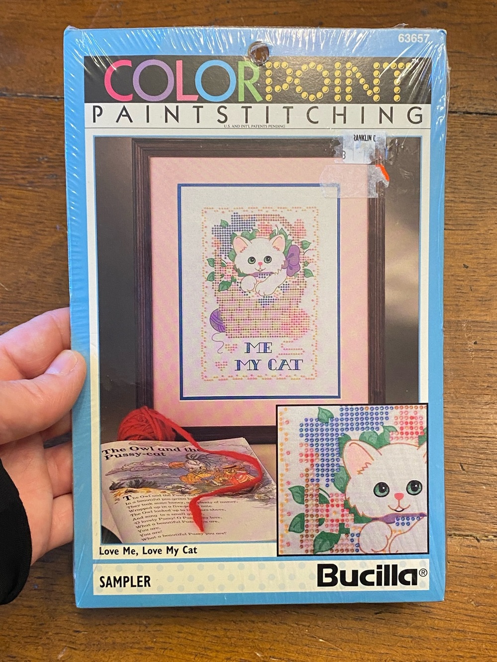 VTG 1992 Bucilla Colorpoint Paint Stitching Sampler Kit Love Me Love My Cat NEW